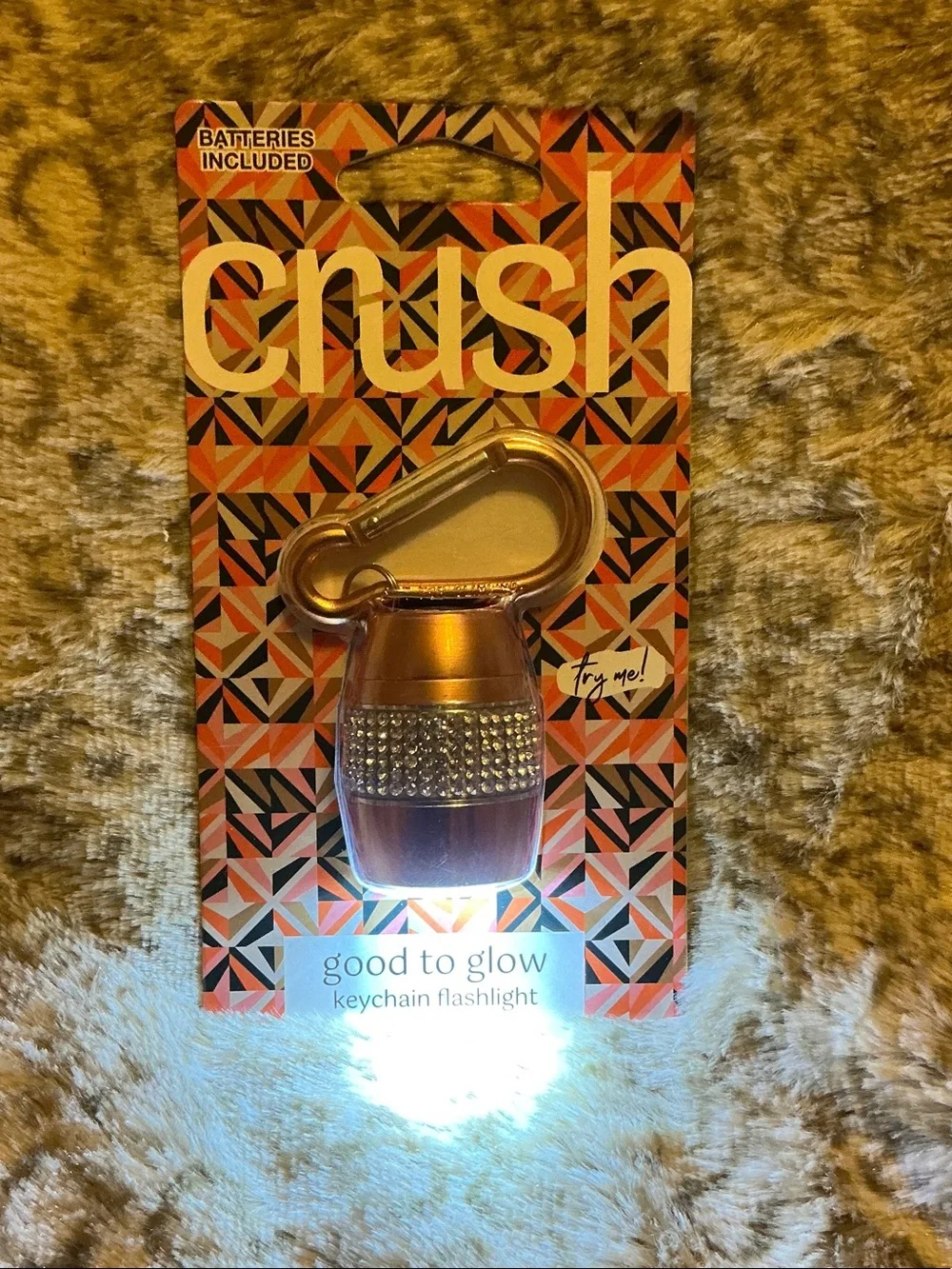 Crush Good to Glow Rose Gold Keychain Flashlight -Rose Gold with Rhinestones